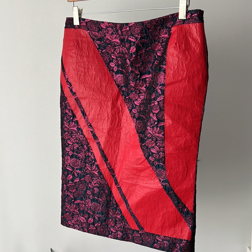 No. 21 jacquard metallic pencil skirt 42
